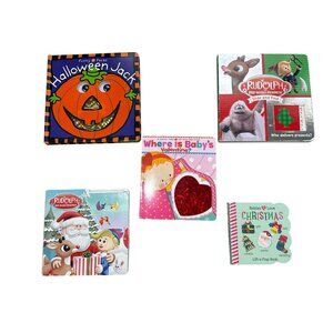 Set Of 5 Children's Board Books: Rudolph, Halloween, Rudolph, Where is Baby's Va